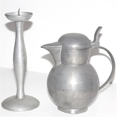 Lot 168 - Large Pewter Pitcher; Together with a Pewter...