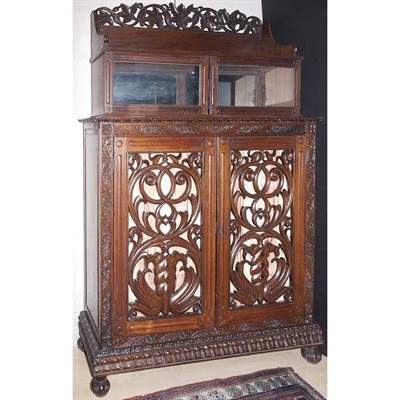 Lot 163 - Anglo-Colonial Carved Rosewood Cabinet Height...