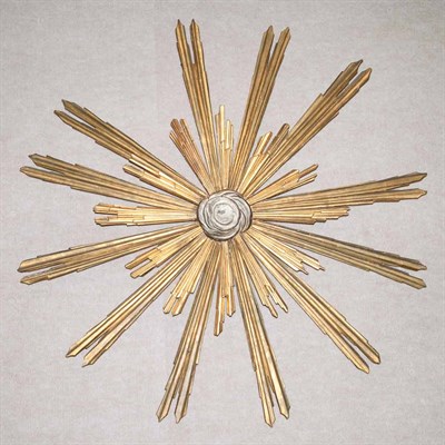 Lot 395 - Continental Gilt-Wood Sunburst Wall Applique...