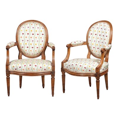 Lot 358 - Pair of Louis XVI Beechwood Fauteuils en...