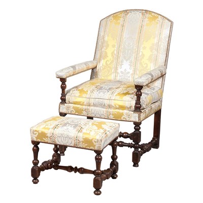 Lot 161 - Continental Baroque Walnut Open Armchair The...