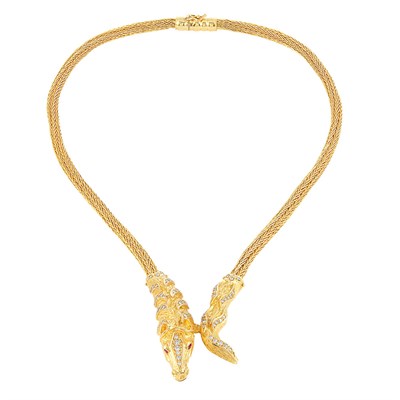 Lot 12 - Woven Gold and Diamond Horse Head Necklace