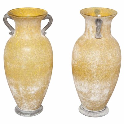 Lot 589 - Pair of Italian Yellow Glasses Vases Height 14...