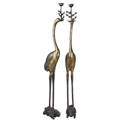 Lot 147 - Pair of Chinese Bronze Candlesticks 19th...