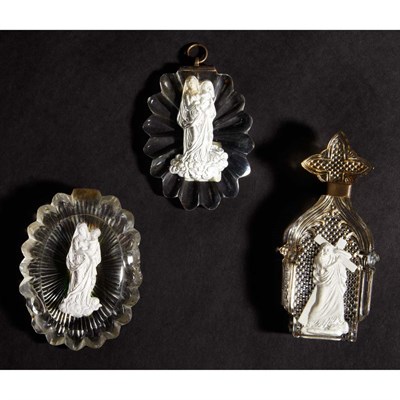 Lot 1440 - Group of Three Religious Sulphide and Glass...
