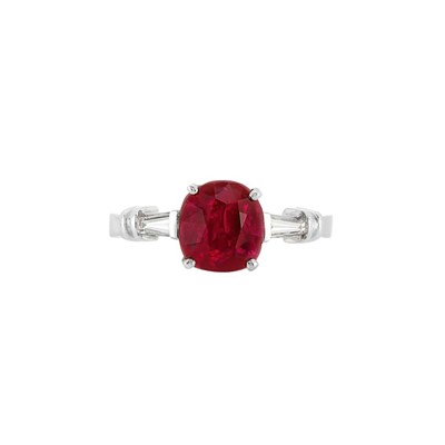 Lot 220 - White Gold, Ruby and Diamond Ring