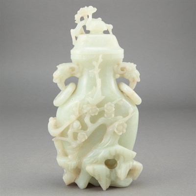 Lot 121 - Chinese Celadon Jade Covered Vase 19th Century...