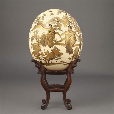 Lot 8 - Japanese Gilt Lacquered Ostrich Egg Meiji...