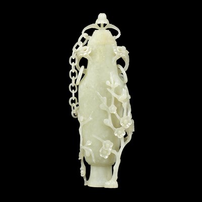 Lot 110 - Chinese Celadon Jade Covered Vase Of elongated...