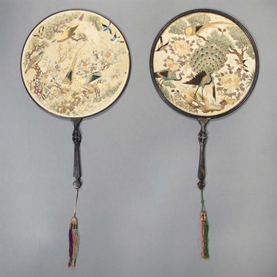 Lot 459 - Two Chinese Silk Fans 19th Century Each of...