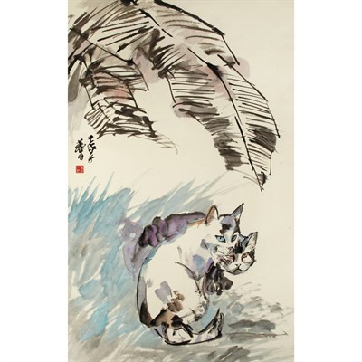 Lot 543 - Huang Zhou (1925-1997) Hanging scroll, two...