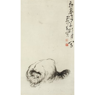 Lot 533 - Huang Shen (1687-1772) Cat Signed, two seals...