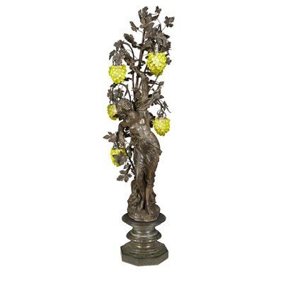 Lot 125 - Art Nouveau Patinated-Spelter Figural Floor...