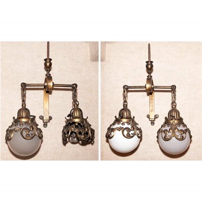 Lot 139 - Pair of American Gilt-Metal Two-Light Sconces...