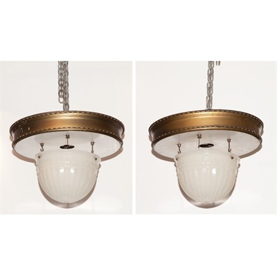Lot 136 - Pair of American Art Deco Style Enameled Metal...