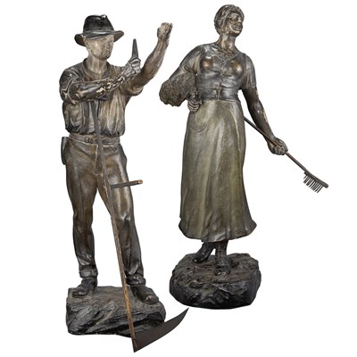 Lot 105 - Two Cold Painted Ceramic Figures of Farm...