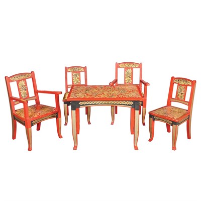 Lot 160 - Russian Painted and Red Lacquered Wood Child's...