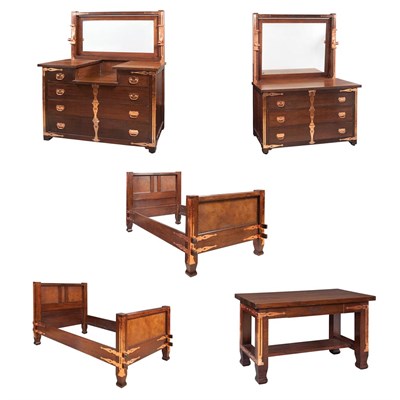 Lot 133 - Roycroft Arts and Crafts Copper Mounted Oak...