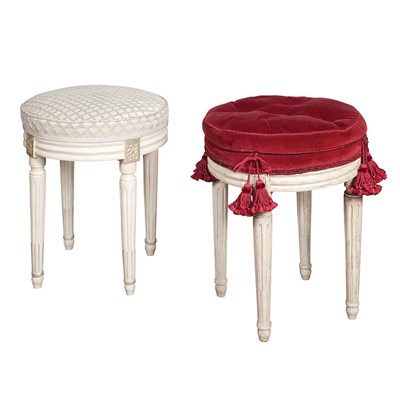 Lot 153 - Pair of Louis XVI Painted Wood Stools...