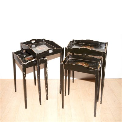 Lot 161 - Two Pairs of Painted Nesting Tables 20th...