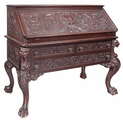 Lot 106 - Renaissance Revival Carved Mahogany Slant...