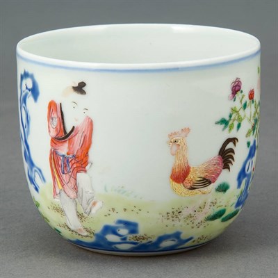 Lot 299 - Chinese Enameled Porcelain Chicken Cup 19th...