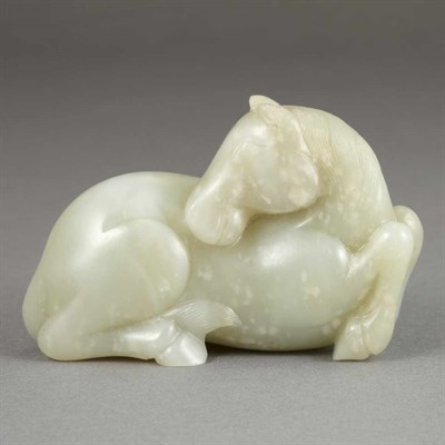 Lot 82 - Chinese Celadon Jade Horse Carved in a...