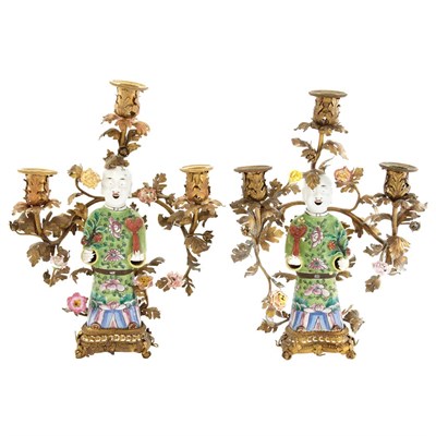 Lot 136 - Pair of Chinese Export Porcelain Figures...