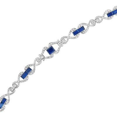 Lot 630 - Platinum, Sapphire and Diamond Bracelet, Birks