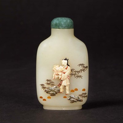 Lot 154 - Chinese Embellished Jade Snuff Bottle 19th...
