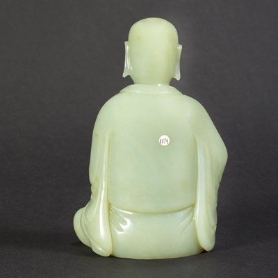 Lot 80 - Chinese Celadon Jade Luohan The seated figure...