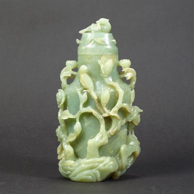 Lot 97 - Chinese Celadon Jade Covered Vase 19th Century...
