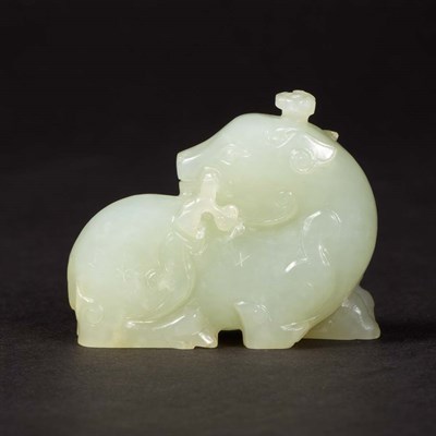 Lot 68 - Chinese Celadon Jade Ram 19th Century Carved...