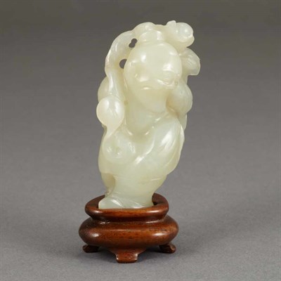 Lot 86 - Chinese Celadon Jade Figure of a Luohan 19th...