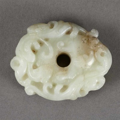 Lot 83 - Chinese White Jade Toggle 19th Century Of oval...