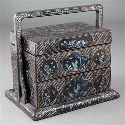 Lot 469 - Chinese Lac Burgaute Two-Tiered Box Early 20th...