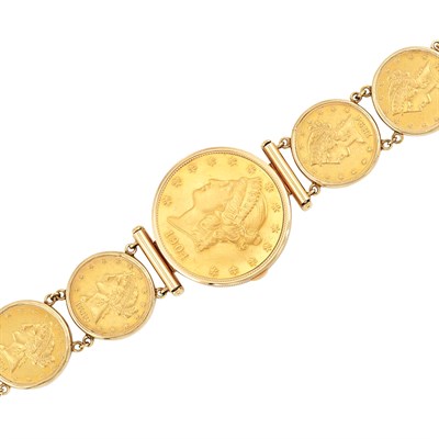 Lot 32 - Gold Coin Bracelet-Watch, Corum