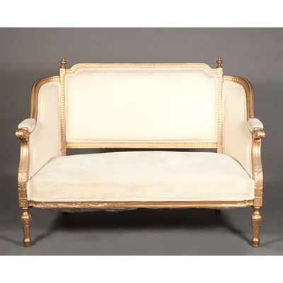 Lot 170 - Louis XVI Style Gold Painted Upholstered...