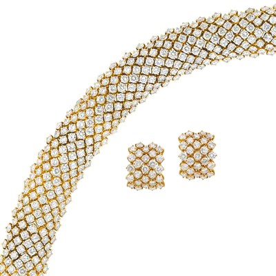 Lot 474 - Gold Bracelet and Pair of Earrings, Tiffany & Co.