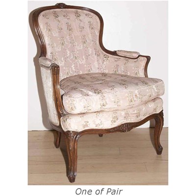 Lot 581 - Pair of Louis XV Style Walnut Bergeres