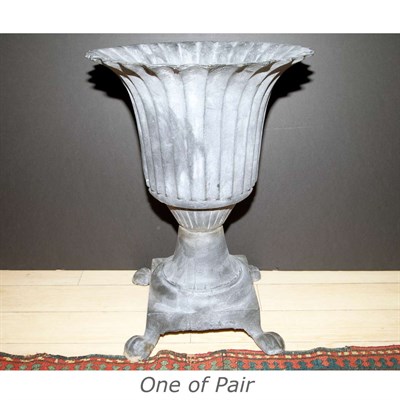 Lot 429 - Pair of Iron Garden Urns Height 23 1/2 inches.