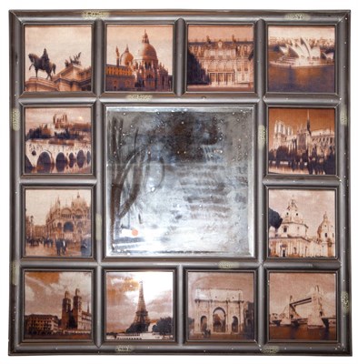 Lot 234 - Black Painted Mirror Inset Glass Panels...