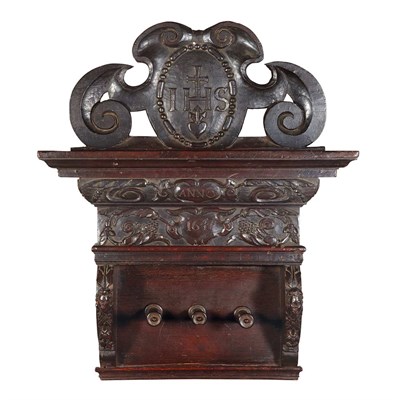 Lot 171 - Continental Baroque Oak and Walnut Hanging...