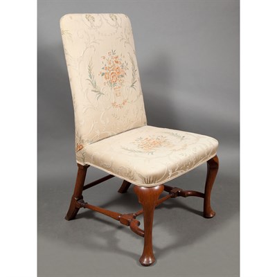 Lot 157 - Queen Anne Upholstered Walnut High Back Chair