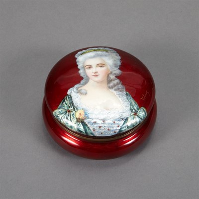 Lot 334 - Unsigned Limoges Enameled Copper Trinket Box...
