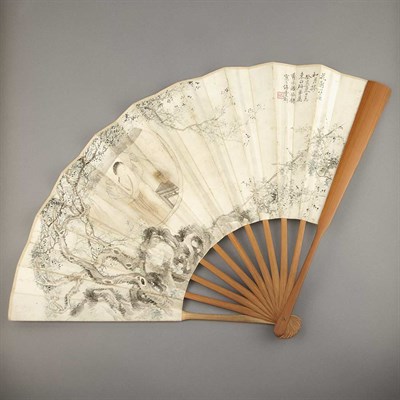 Lot 559 - Pan Zhenyong (1852-1921) Fold fan mounted on...