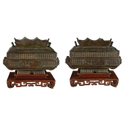 Lot 460 - Pair of Chinese Bronze Fu 18th Century Each of...