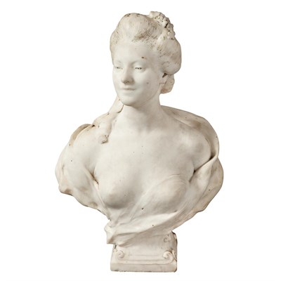 Lot 79 - French White Marble Bust of an Aristocratic...