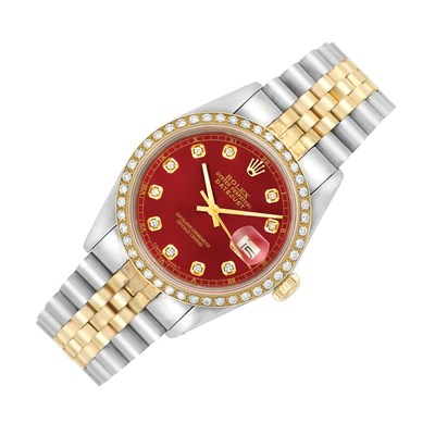Lot 278 - Gentleman's Stainless Steel, Gold and Diamond Wristwatch, Rolex