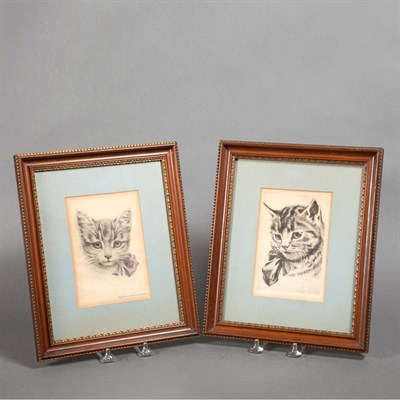 Lot 100 - Artist Unknown [TABBY CATS] Two etchings (one...
